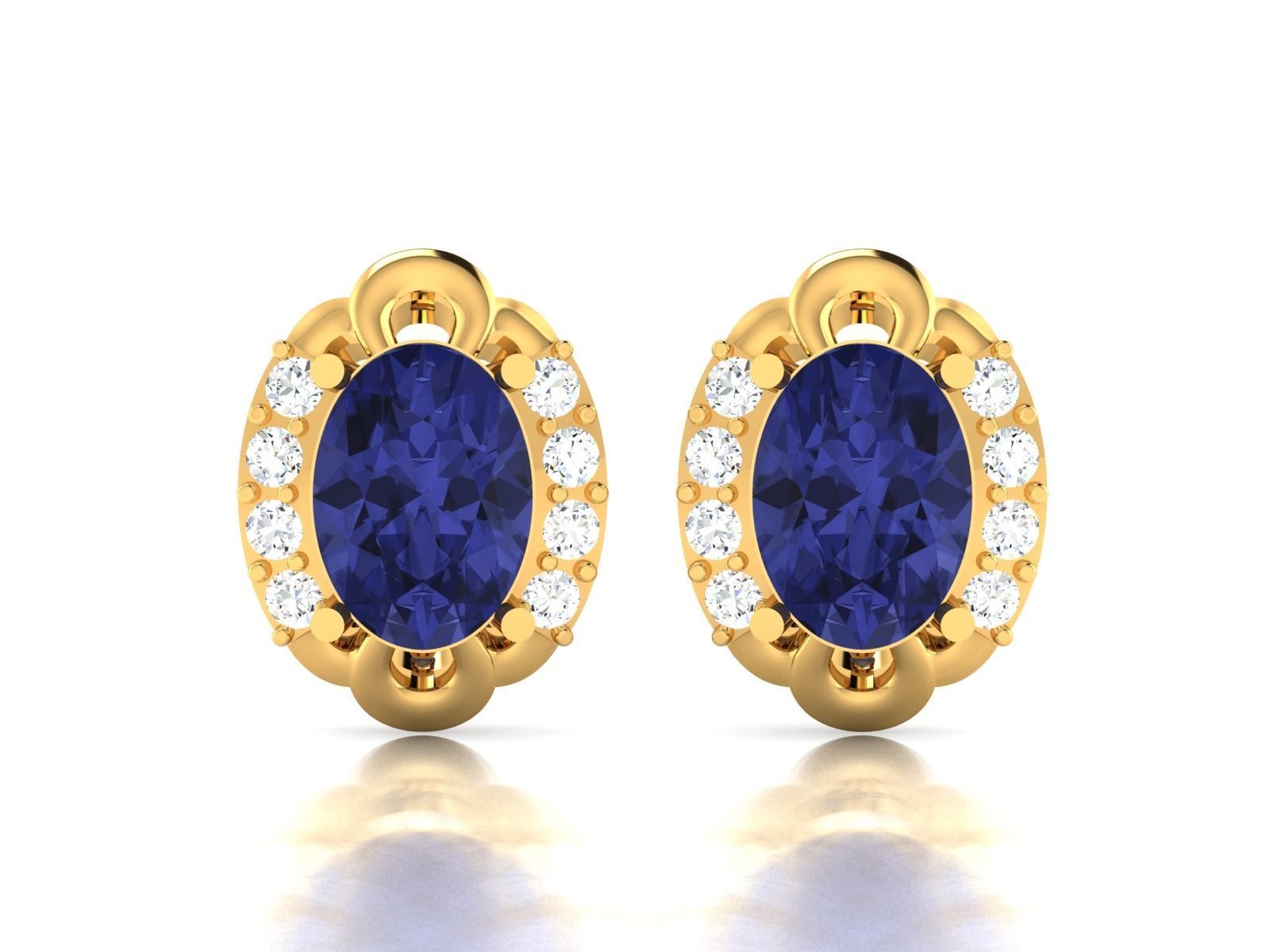 Women Oval Diamond Earring 3D print model_11