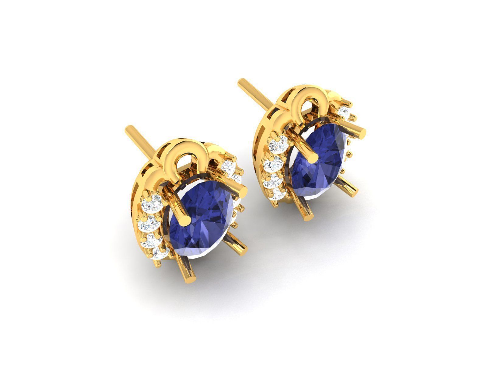 Women Oval Diamond Earring 3D print model_5