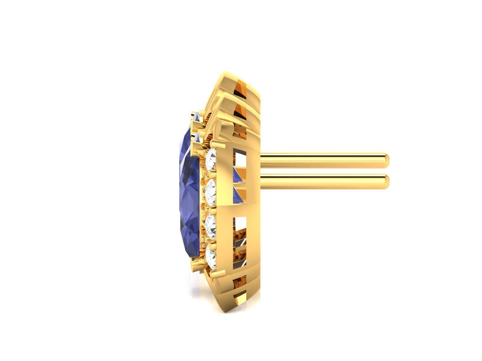 Women Oval Diamond Earring 3D print model_12