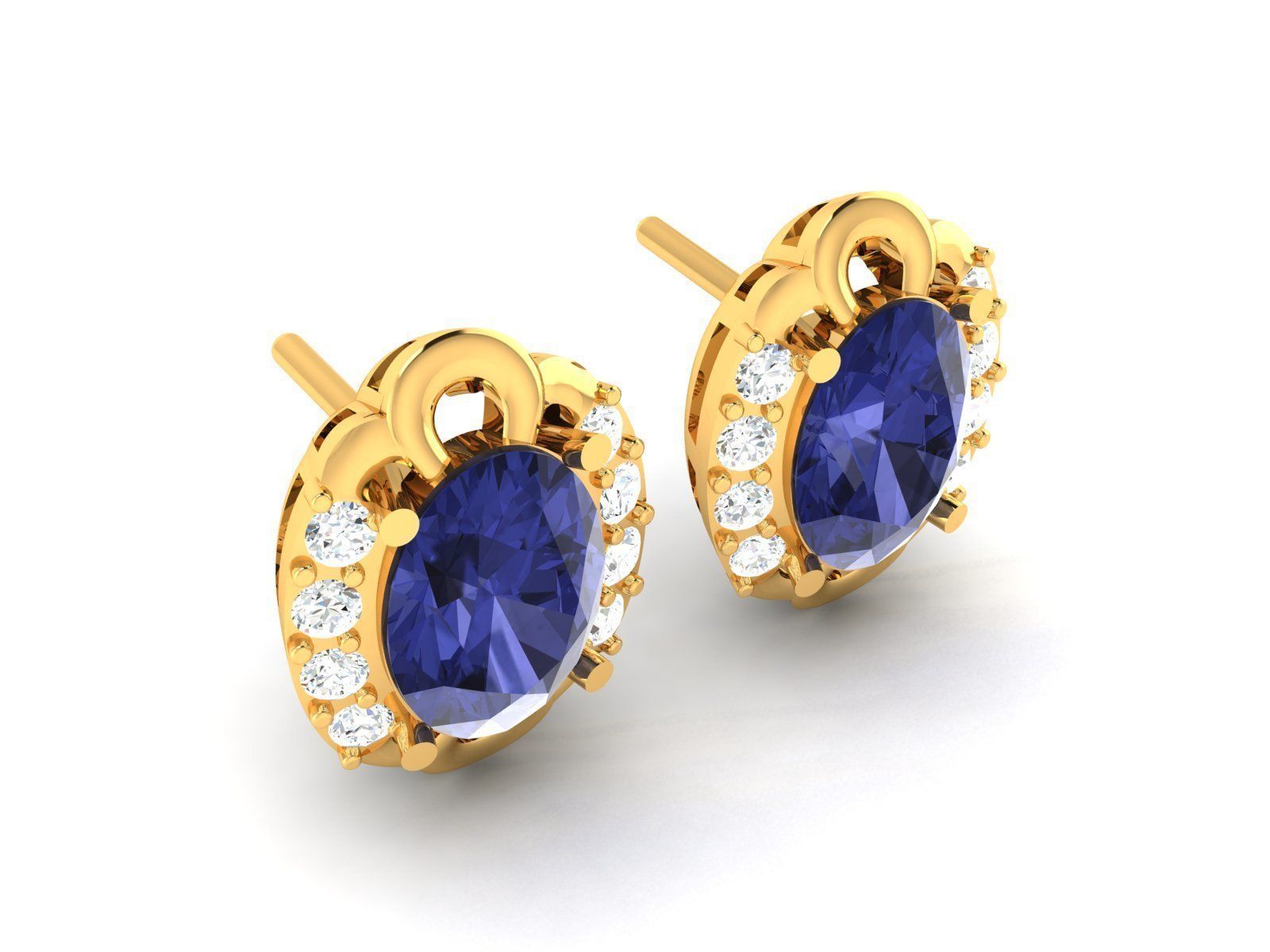 Women Oval Diamond Earring 3D print model_9