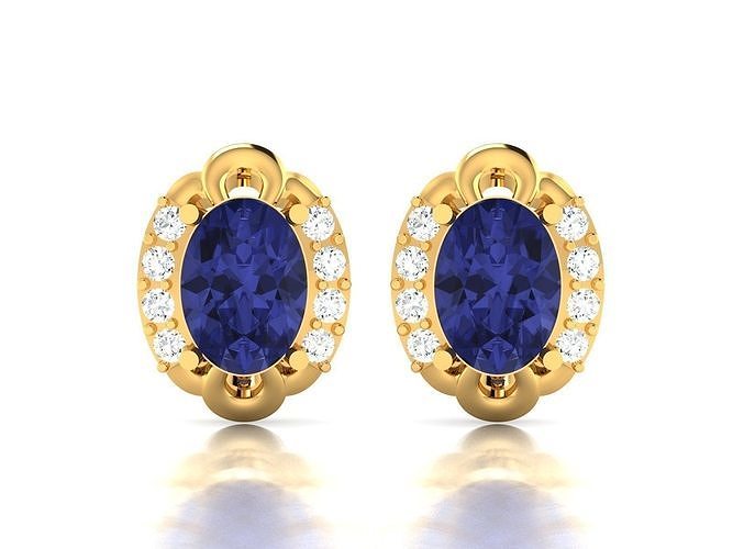 Women Oval Diamond Earring  3D print model