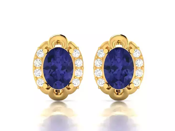 Women Oval Diamond Earring 3D print model Women Oval Diamond Earring 3D print model