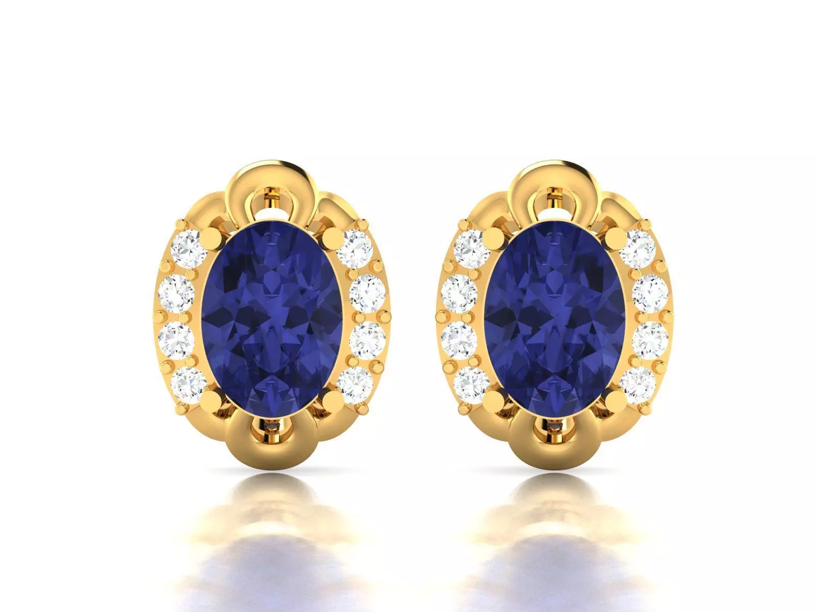 Women Oval Diamond Earring 3D print model_0