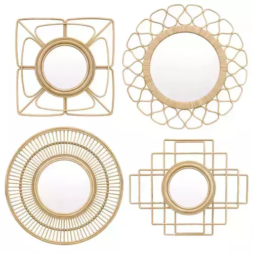 Rattan mirror set 3