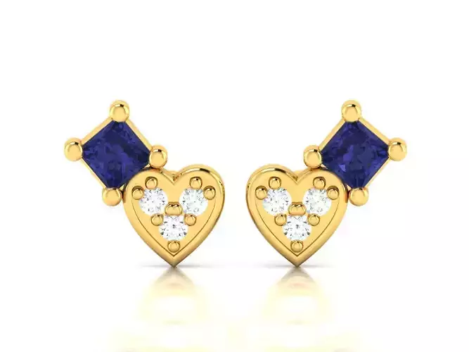 Women Princess Stone Heart Earring 