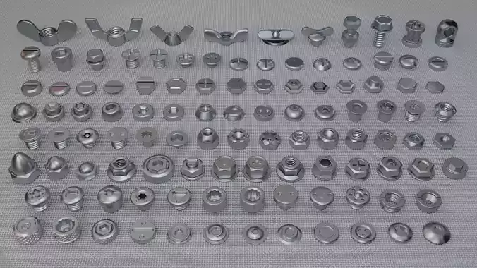 Bolts Collection - 108 pieces 3D model
