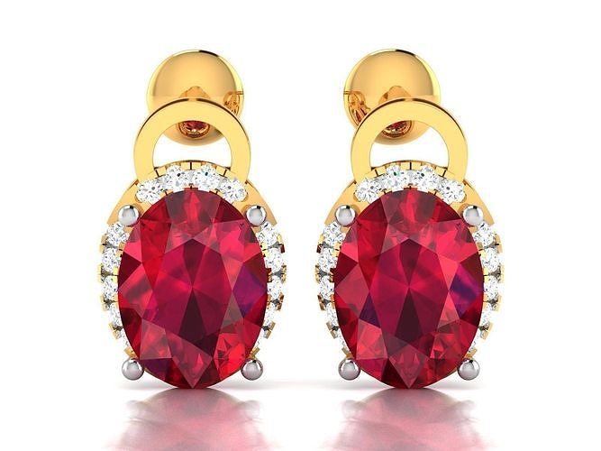 Women Oval Diamond Earring  3D print model