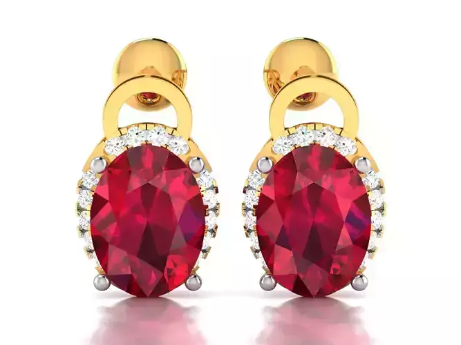Women Oval Diamond Earring 