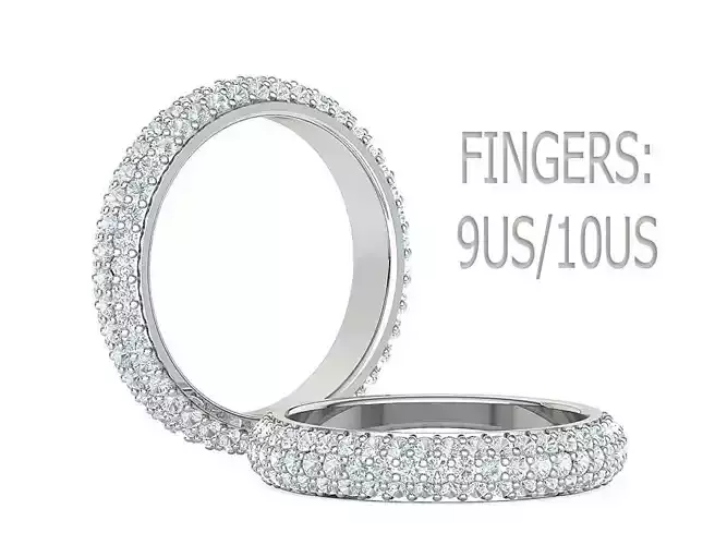 Eternity Diamond Band 3Row Pave Setting Band 9US 10US