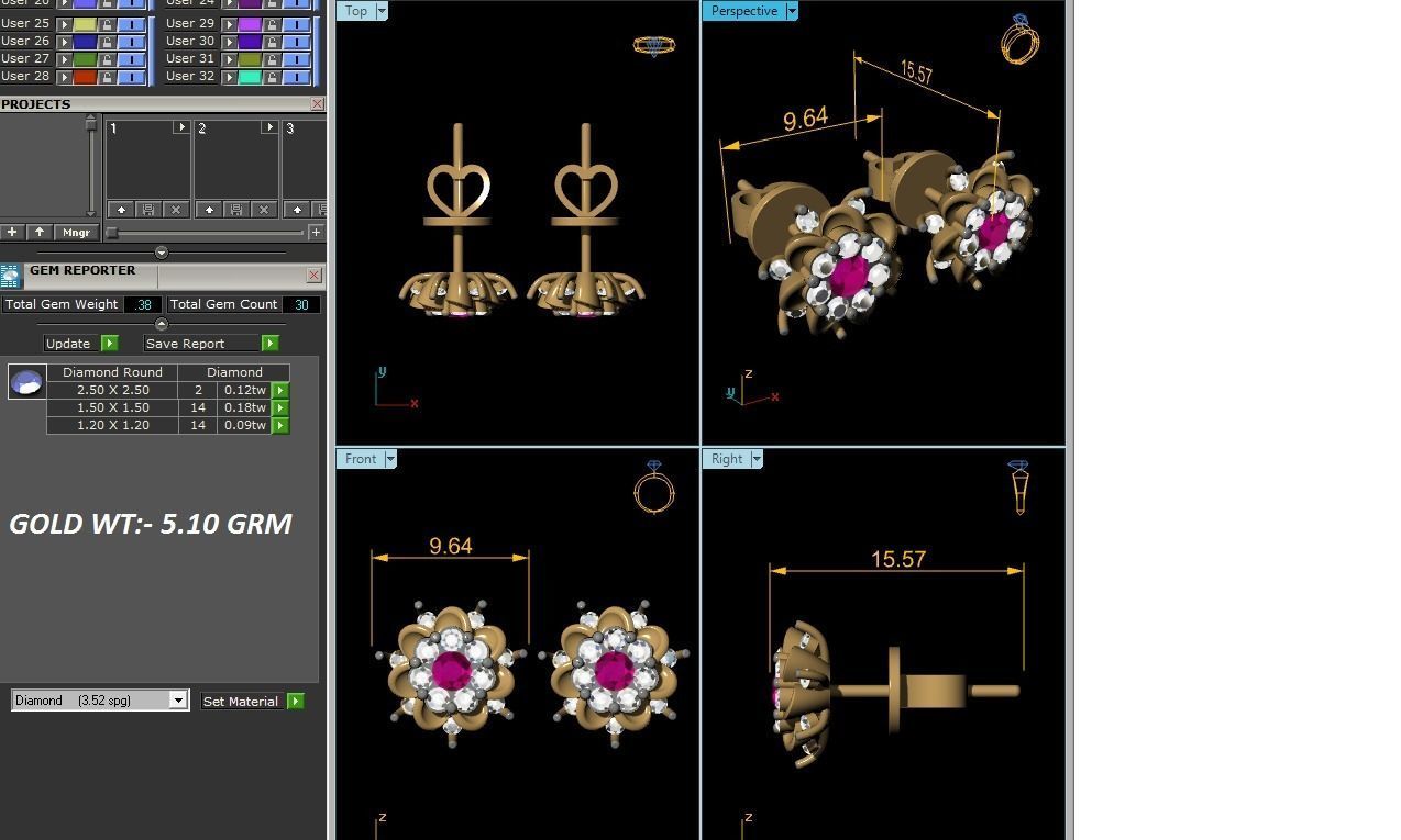 Diamond Earring for Women 3D print model_6
