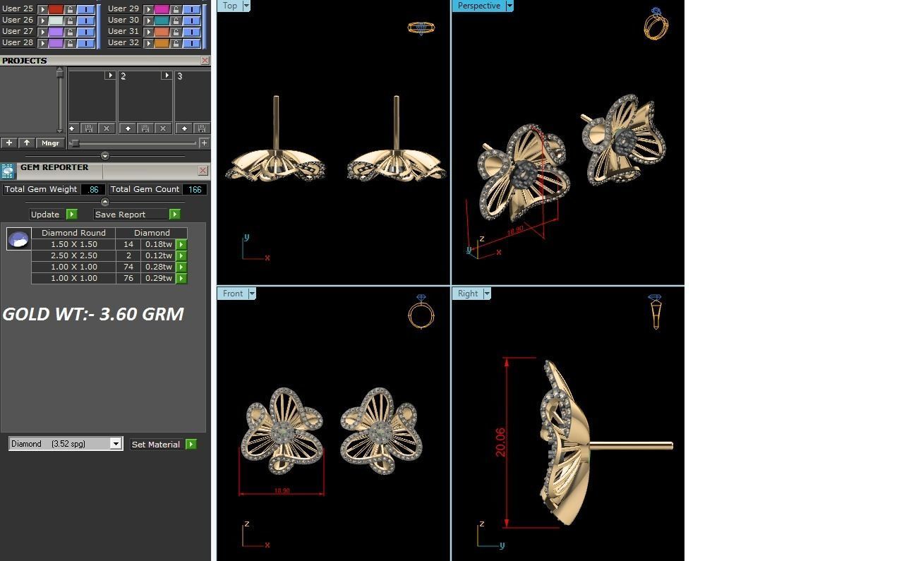 Diamond Earring for Women 3D print model_6