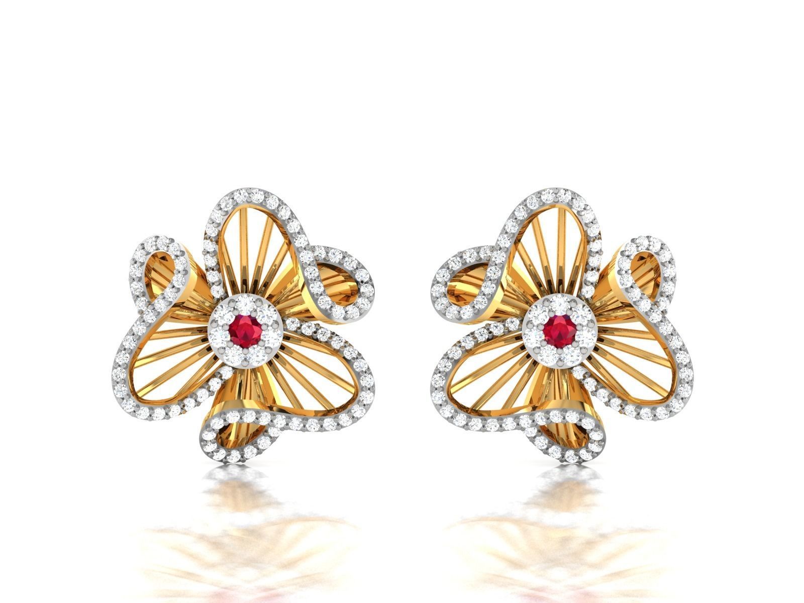 Diamond Earring for Women 3D print model_3