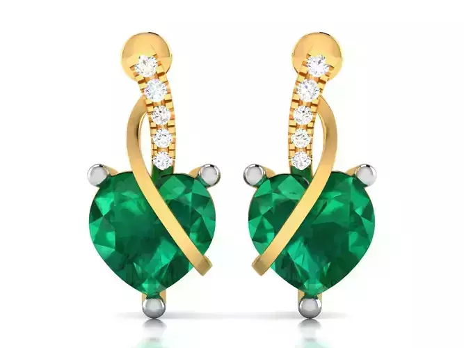 Diamond Heart Heart Earring for Women 3D print model