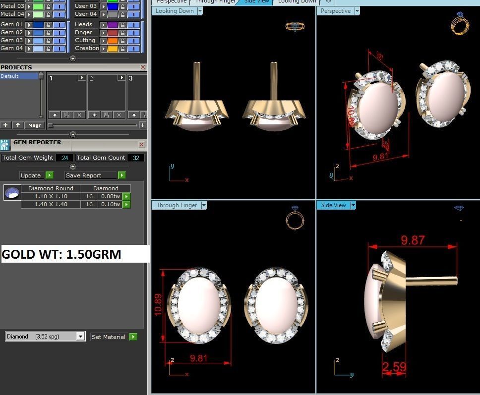 Opal Stone Earring for Women 3D print model_5