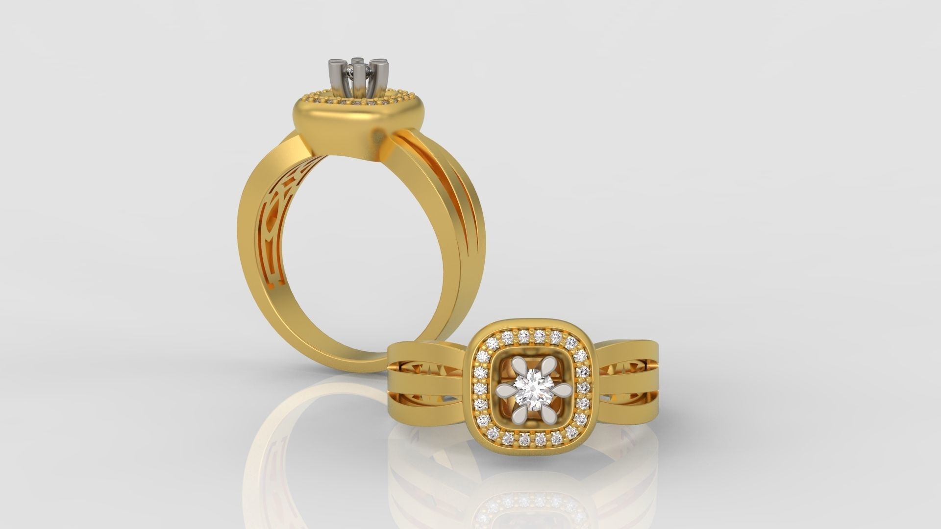 Ring and Earrings Diamond jewelry set 3d print model A 01 3D print model_2
