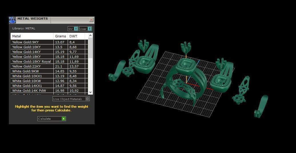 Ring and Earrings Diamond jewelry set 3d print model A 01 3D print model_18