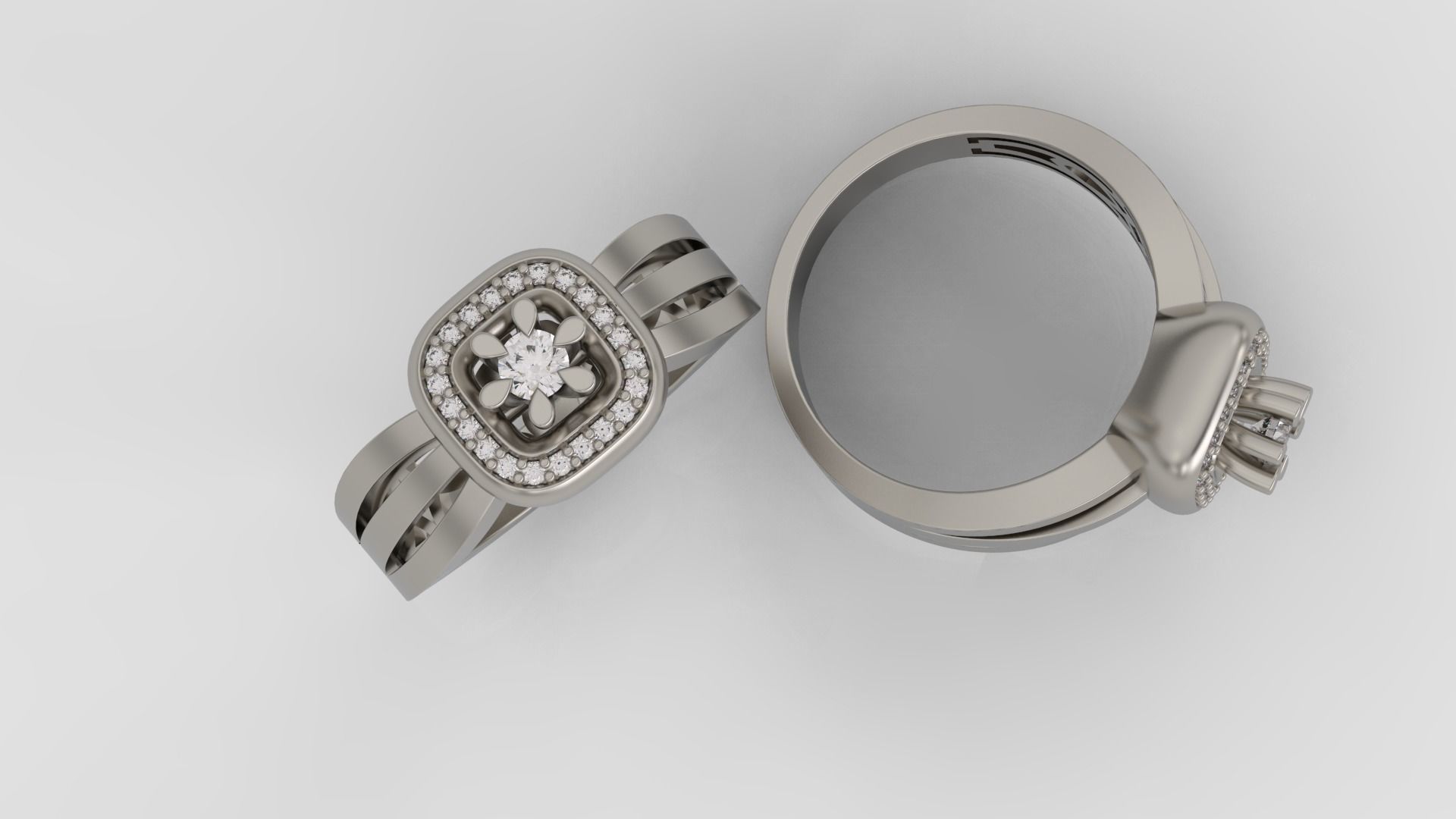 Ring and Earrings Diamond jewelry set 3d print model A 01 3D print model_1