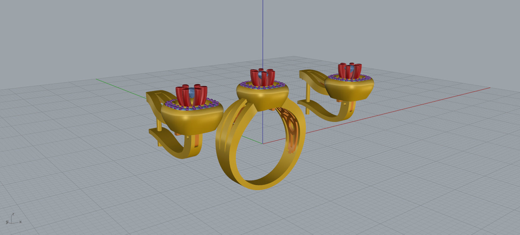Ring and Earrings Diamond jewelry set 3d print model A 01 3D print model_14