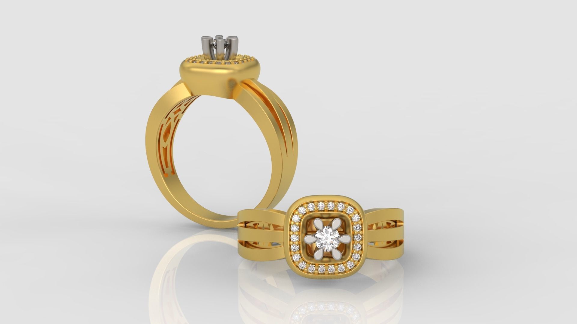 Ring and Earrings Diamond jewelry set 3d print model A 01 3D print model_4