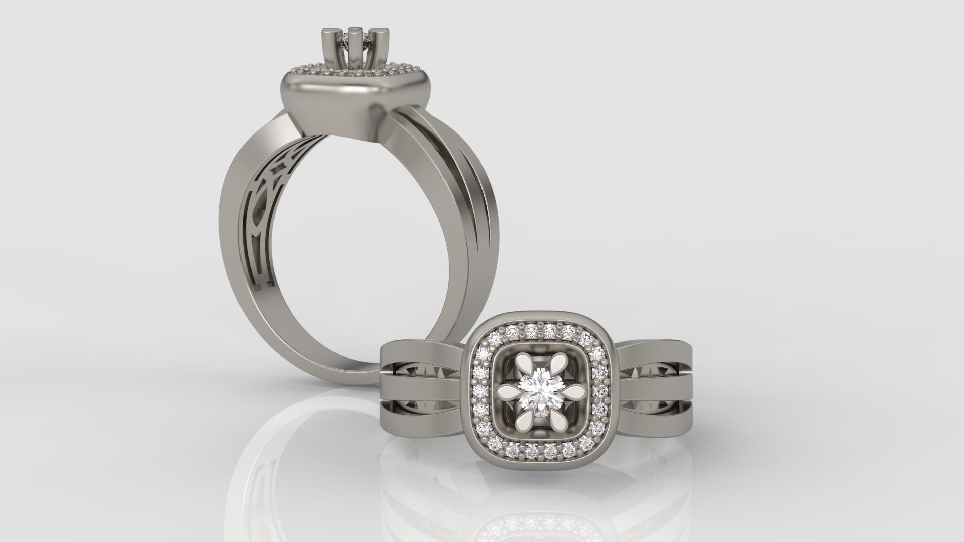 Ring and Earrings Diamond jewelry set 3d print model A 01 3D print model_5