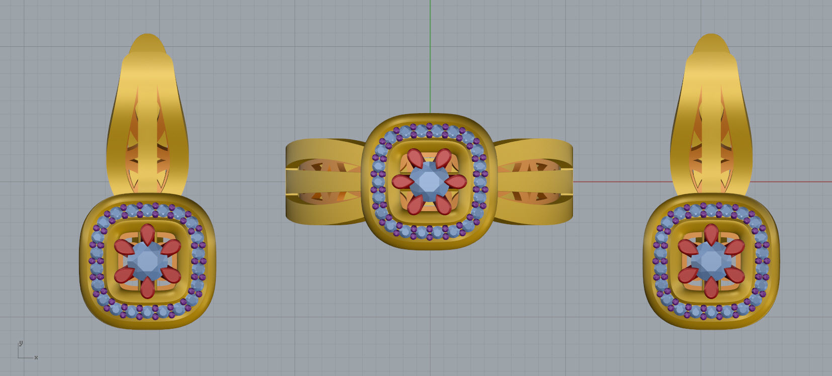 Ring and Earrings Diamond jewelry set 3d print model A 01 3D print model_9