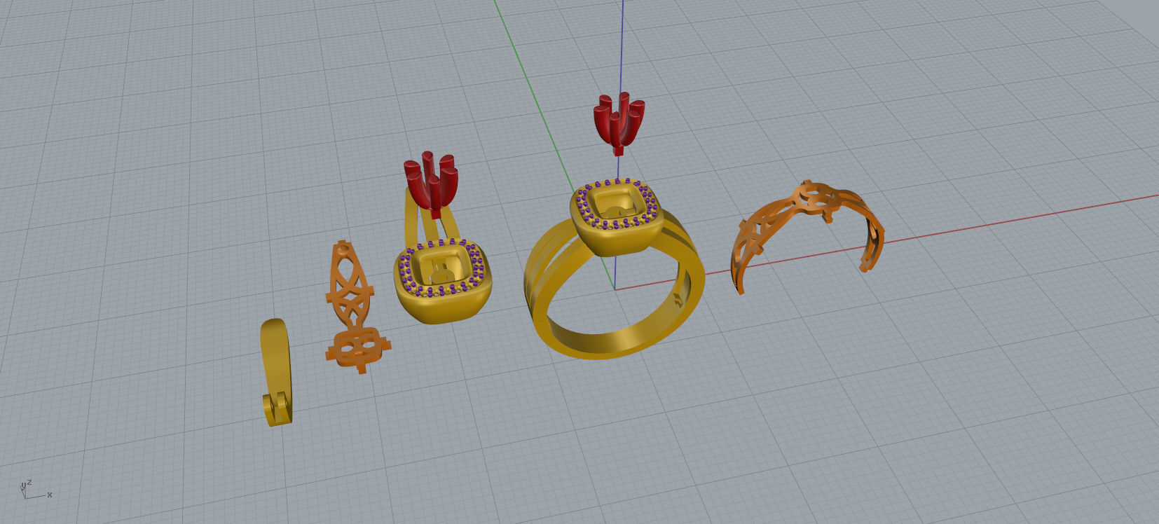 Ring and Earrings Diamond jewelry set 3d print model A 01 3D print model_16