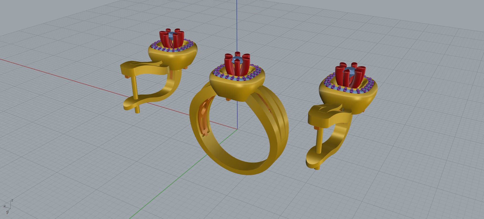 Ring and Earrings Diamond jewelry set 3d print model A 01 3D print model_15