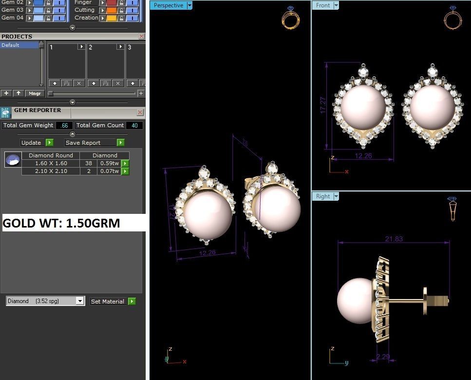 Opal Stone Earring for Women 3D print model_5