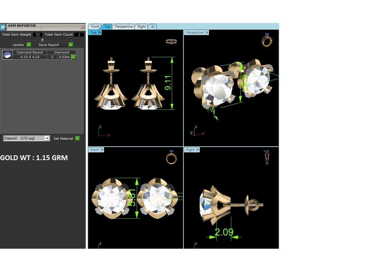 Diamond Earring for Women 3D print model_5