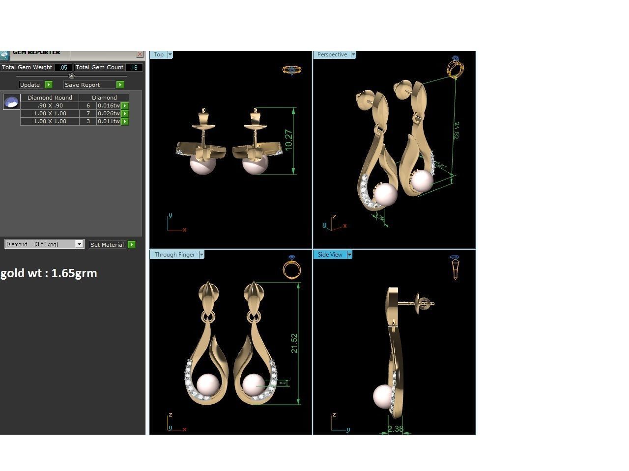 Opal Stone Earring for Women 3D print model_6