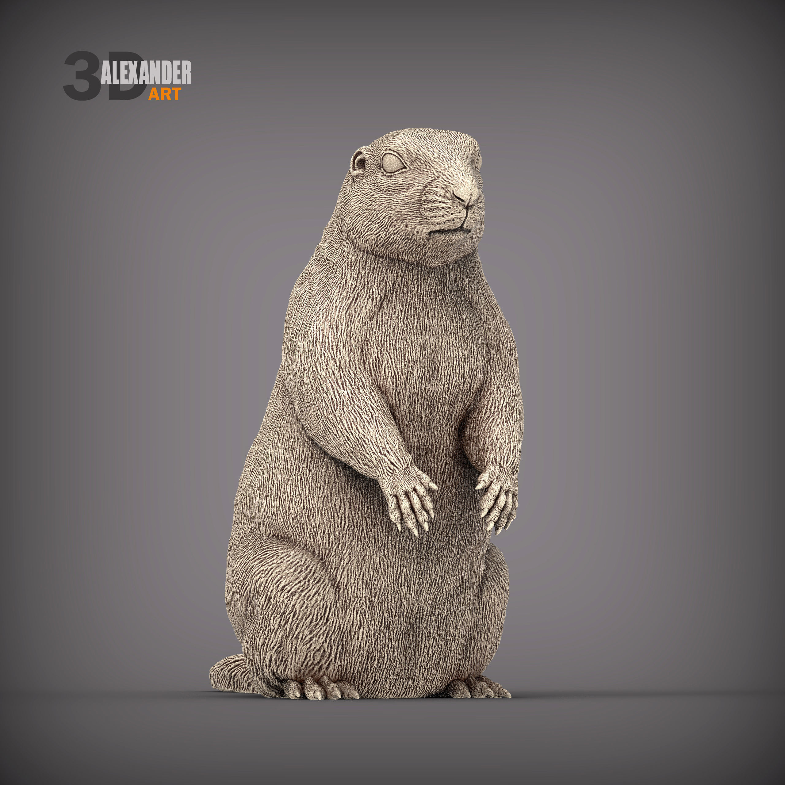 Prairie dog on its hind legs 3D print model_2