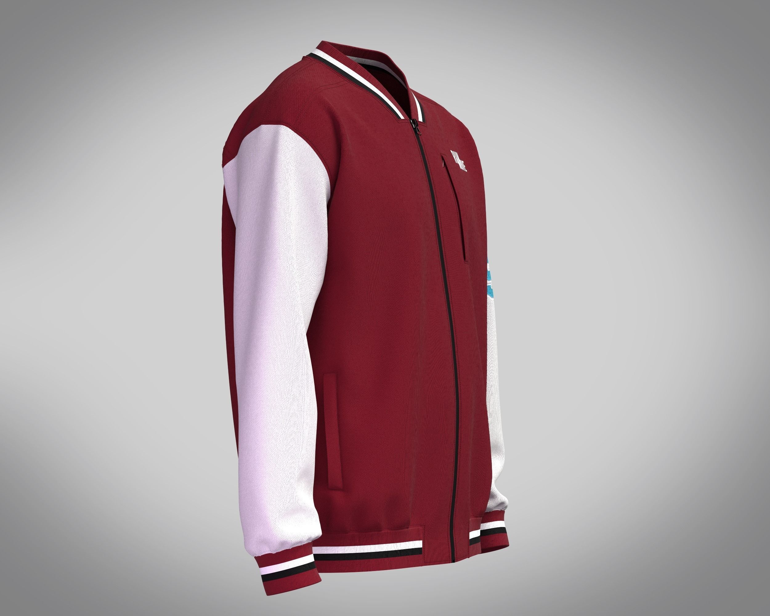 Jacket Red Bomber 3D model_1
