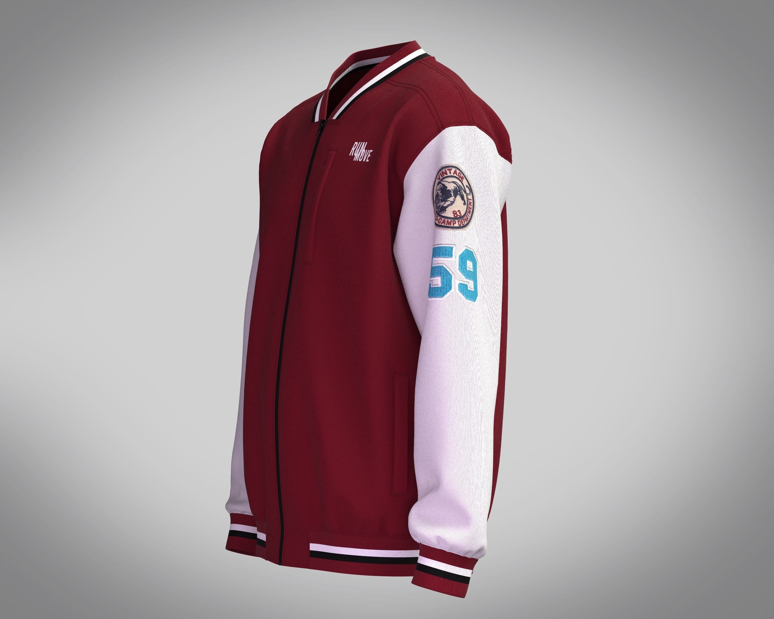 Jacket Red Bomber 3D model_5