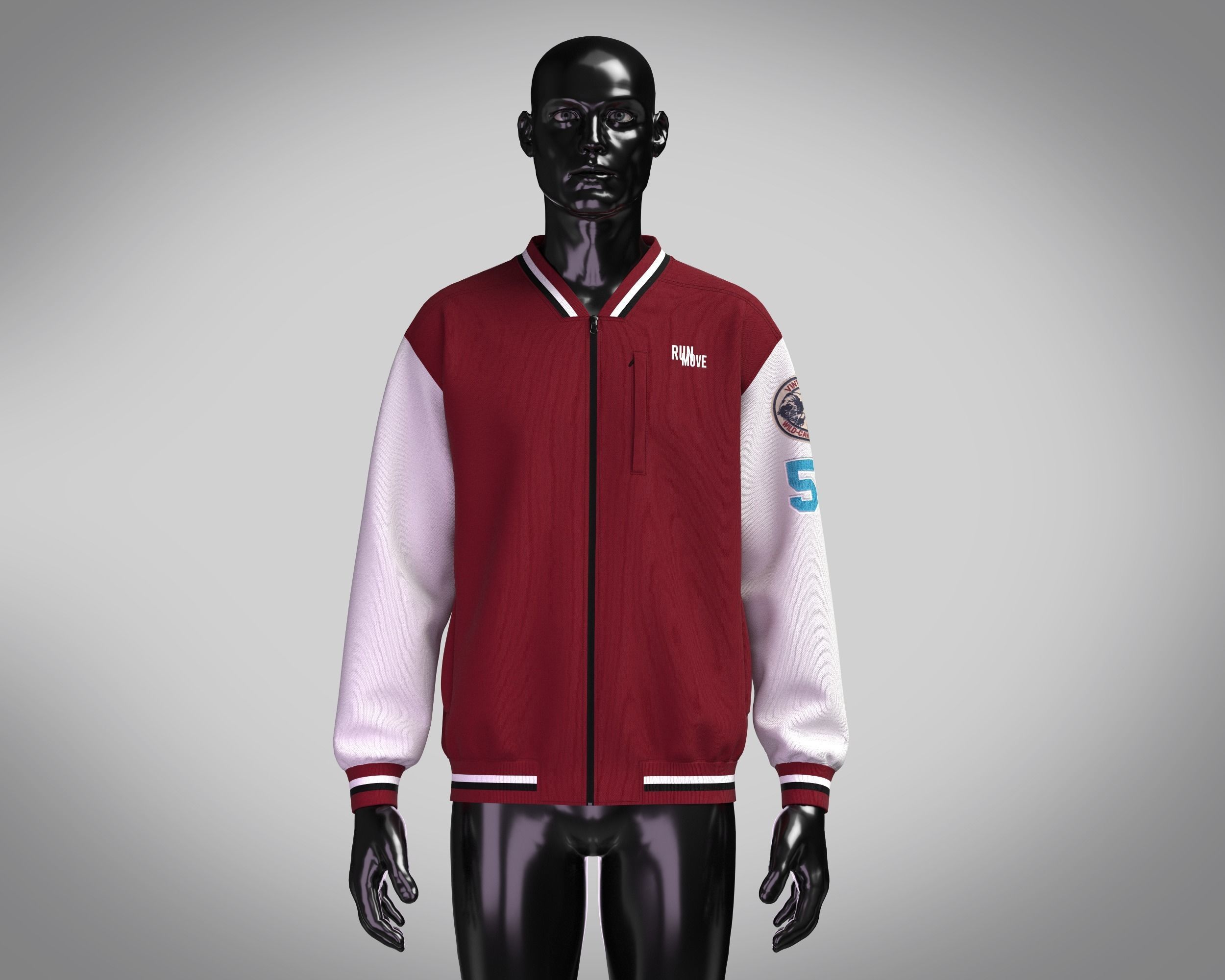 Jacket Red Bomber 3D model_6