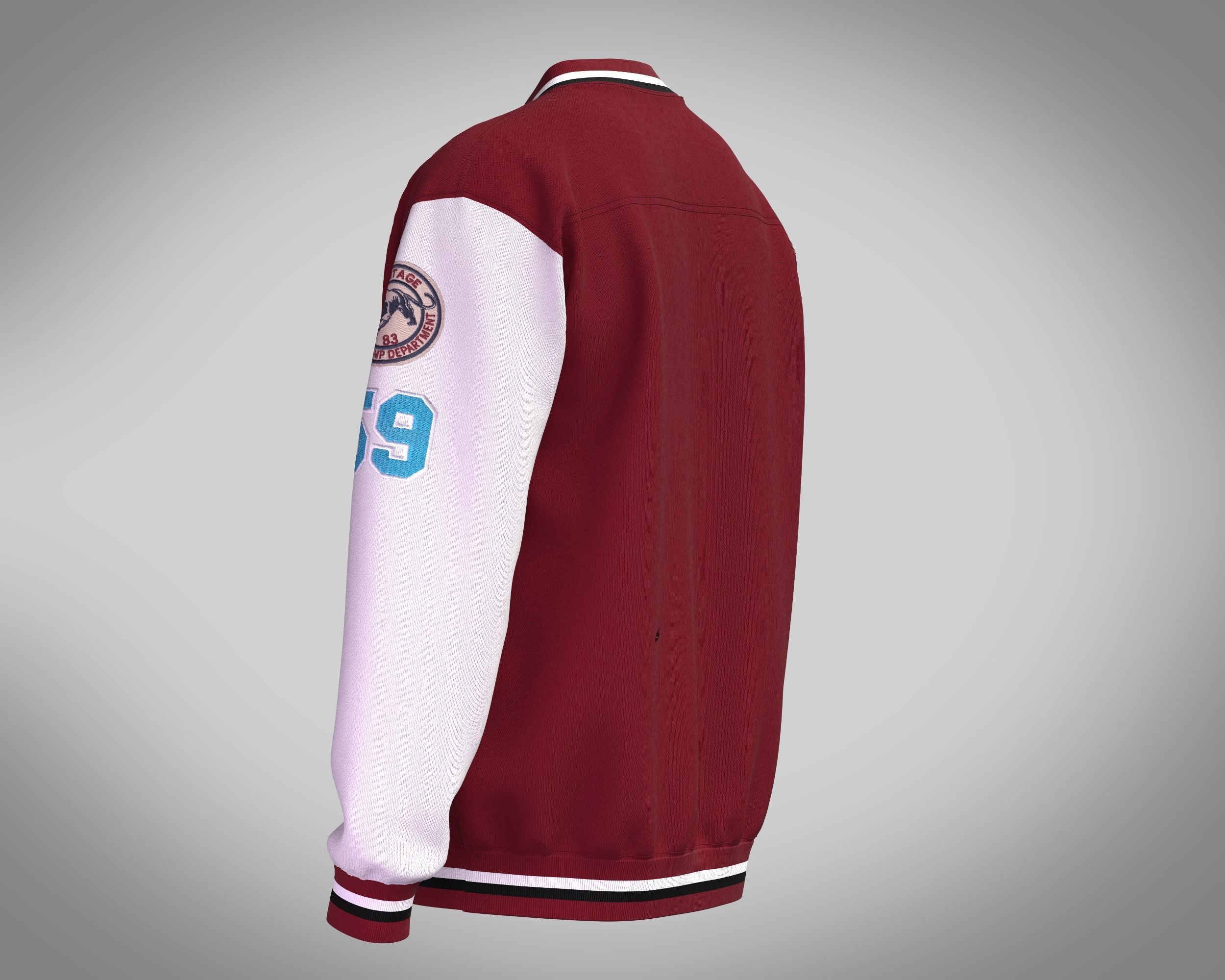 Jacket Red Bomber 3D model_4