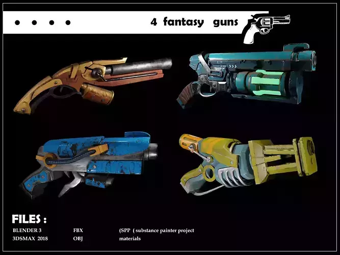 fantasy guns  Low-poly 3D model