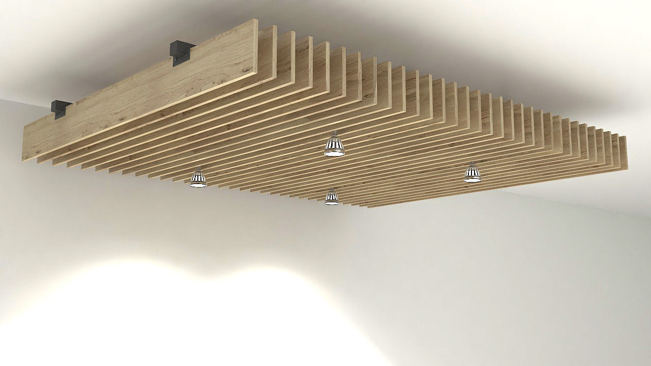 Suspended wooden ceiling 3D model_1
