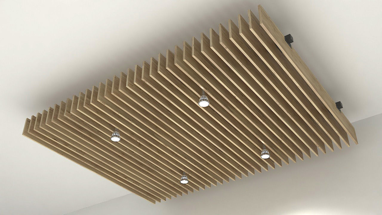 Suspended wooden ceiling 3D model_5