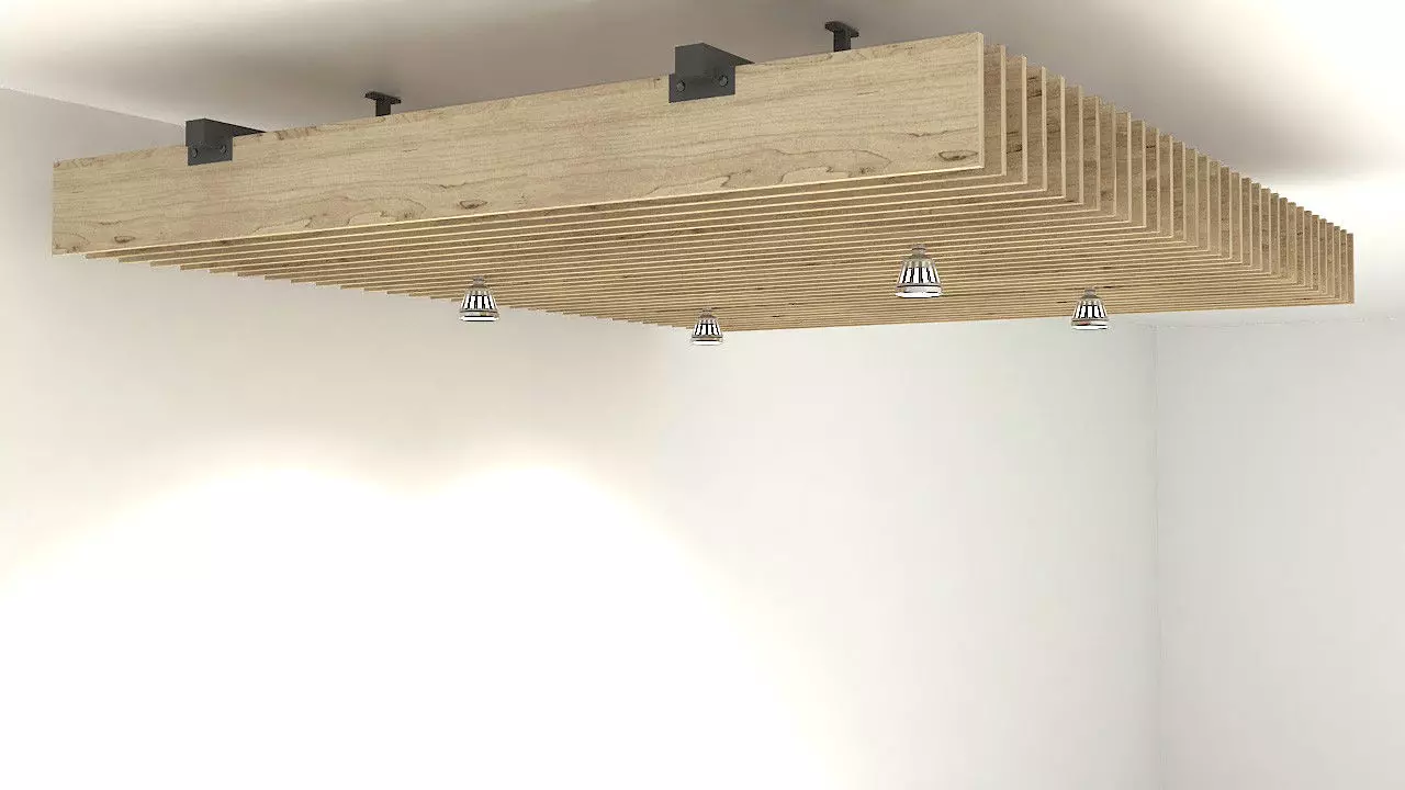 Suspended wooden ceiling 3D model_0