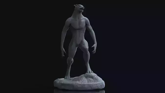 The Wolfman STL statue of werewolf on rock