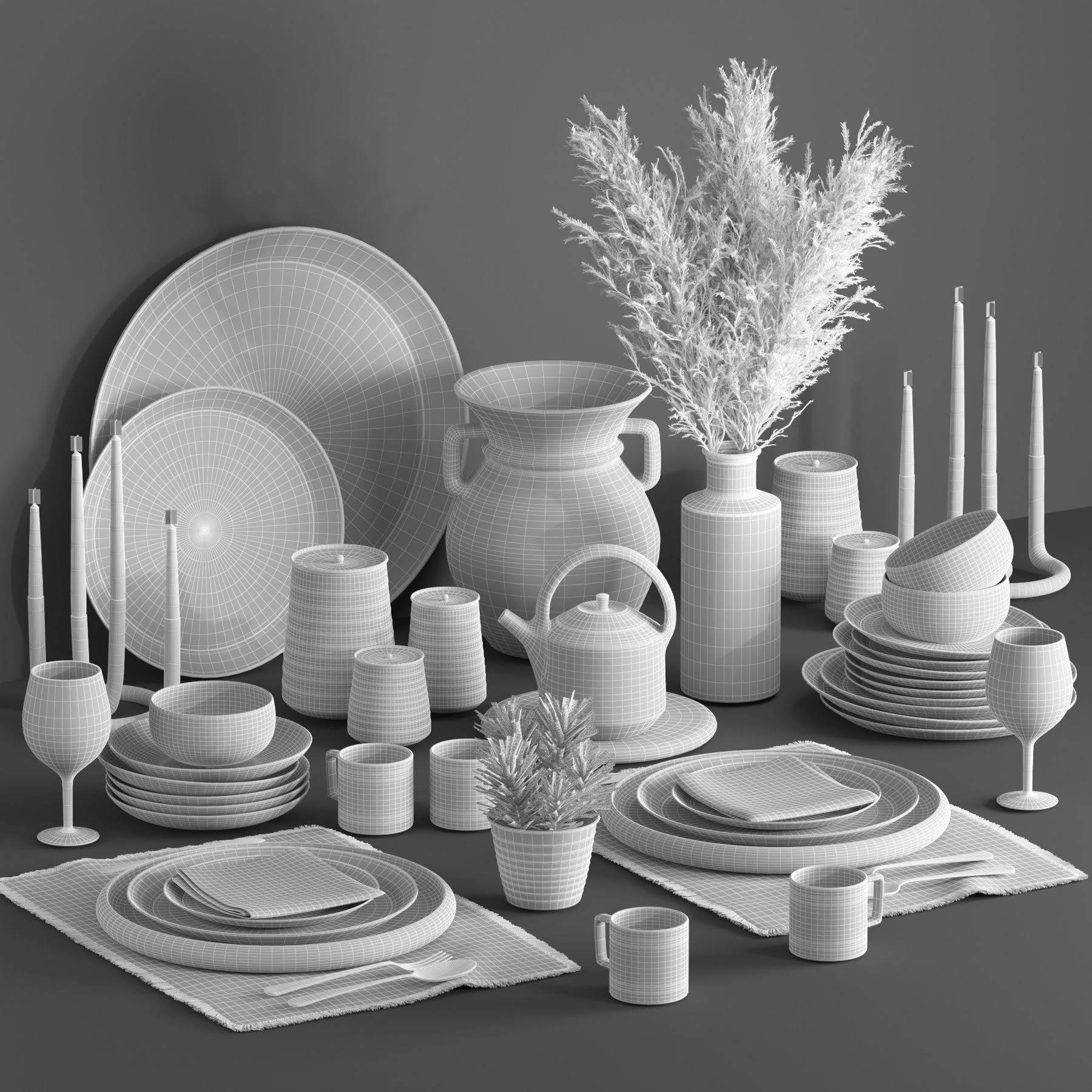 tableware set08 3D model_4