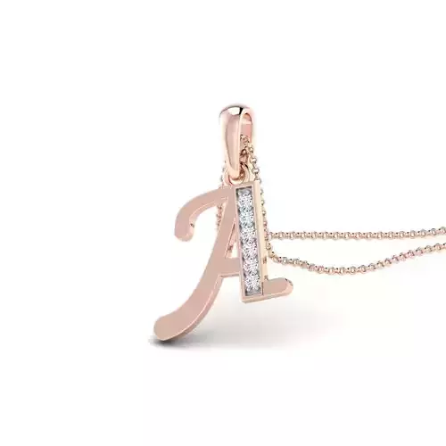 ALPHABET A letter pendant in rose gold with diamonds