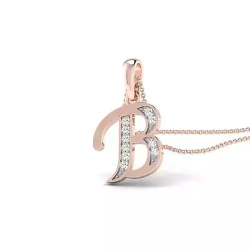 ALPHABET B initial pendant in rose gold with diamonds 3D print model