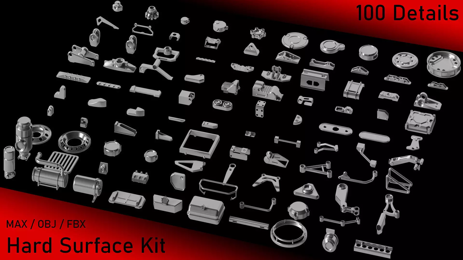 3D model Hard surface Kitbash - 100 Details VR / AR / low-poly | CGTrader