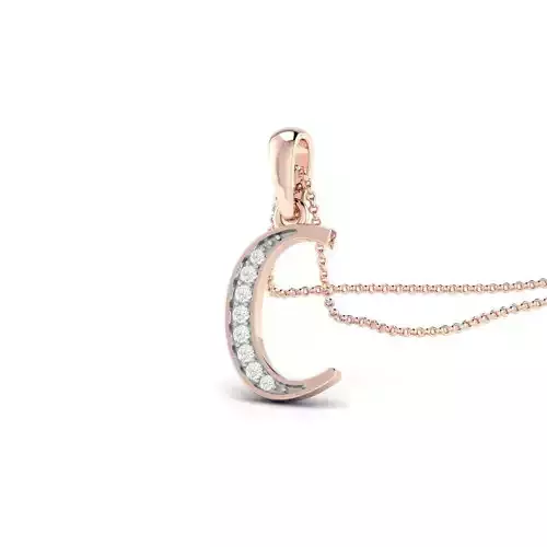 ALPHABET C letter pendant in rose gold with diamonds