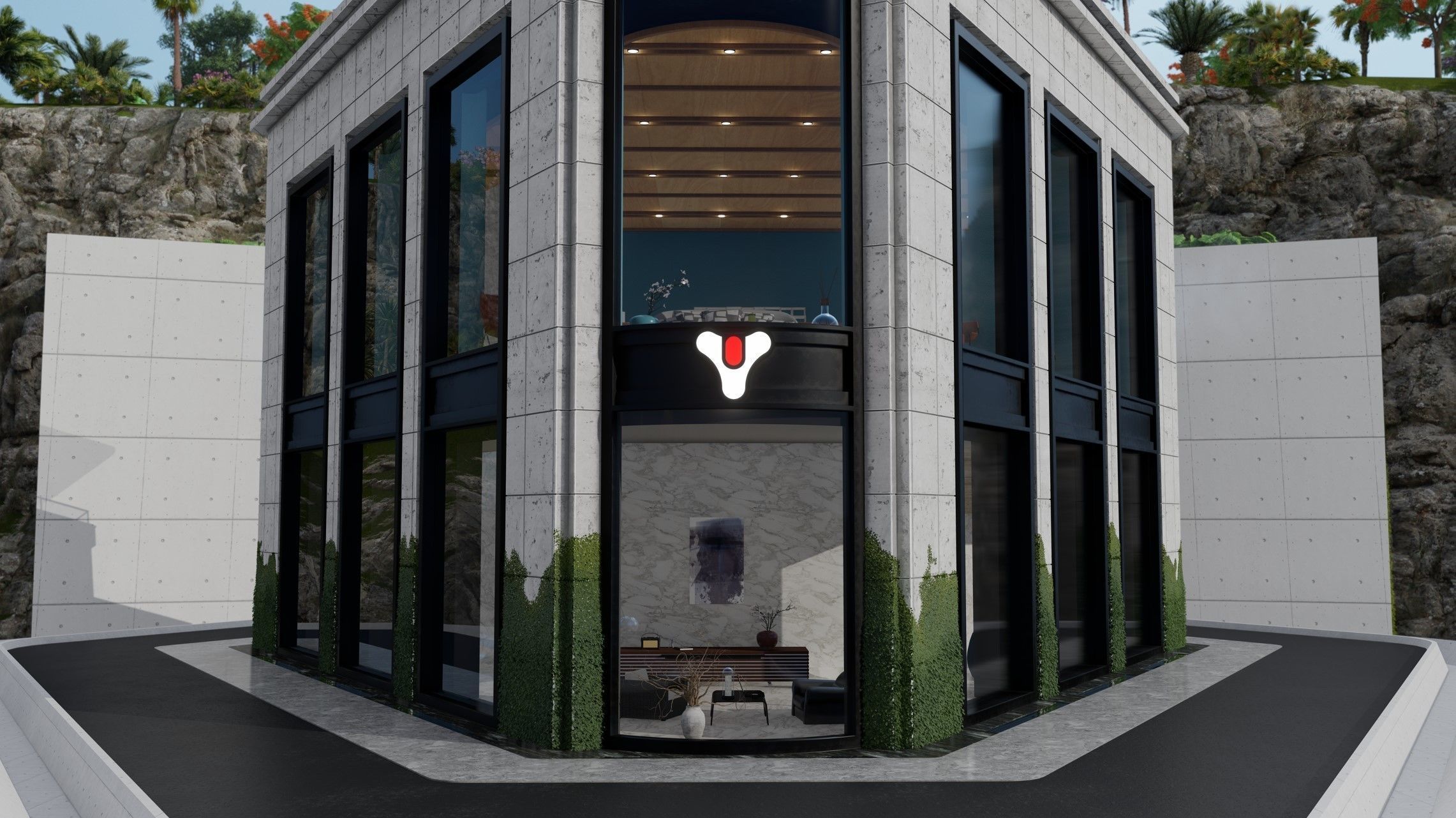 Sci-Fi Cliff House 01 3D model_9