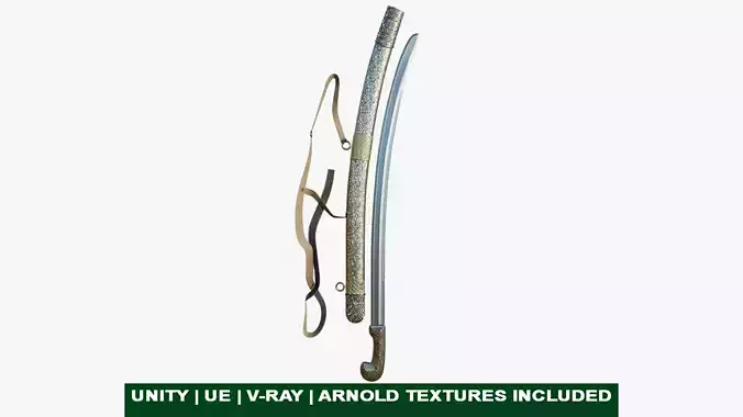 Sword 07 Game-Ready PBR Unity UE Arnold V-Ray Textures Included