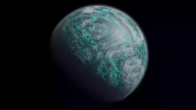 Neptune-like Icy Watery Planet 3D model