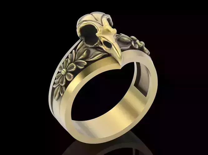 Eagle skull ring  gold jewelry printable 3D model