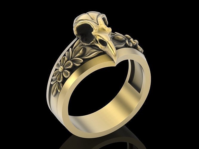 Eagle skull ring  gold jewelry printable 3D model 3D print model